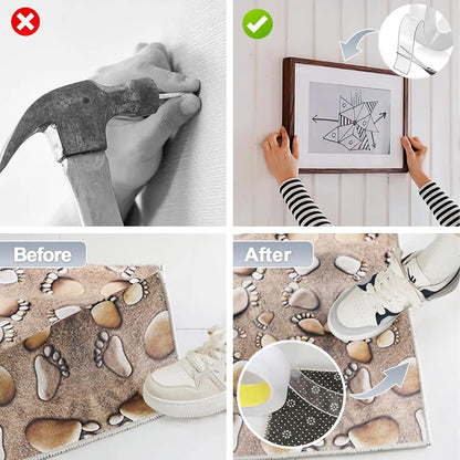 Heavy Duty(9.85Ft), Nano Double Sided Adhesive Tape, Clear Mounting Tape Picture Hanging Adhesive Strips. Double Sided Tape Heavy Duty(9.85Ft), Nano Double Sided Adhesive Tape, Clear Mounting Tape Picture Hanging Adhesive Strips.