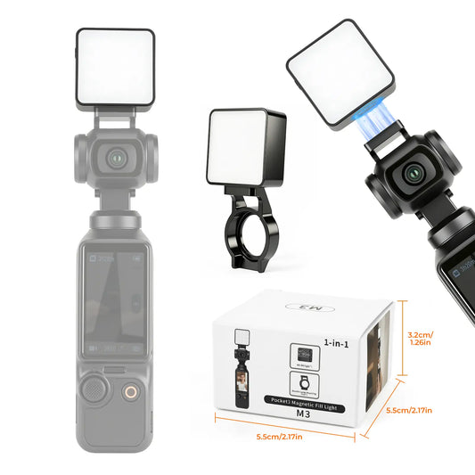 Magnetic Mini Fill Light Kit Compatible with DJI Osmo Pocket 3, Graffiti Dual Camera Lights, USB-C Rechargeable, 2500K-6500K, CRI 95+