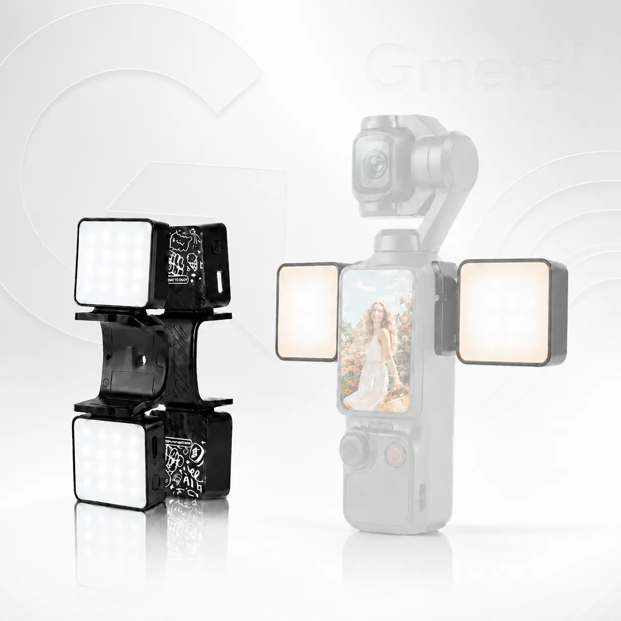 Magnetic Mini Fill Light Kit Compatible with DJI Osmo Pocket 3, Graffiti Dual Camera Lights, USB-C Rechargeable, 2500K-6500K, CRI 95+