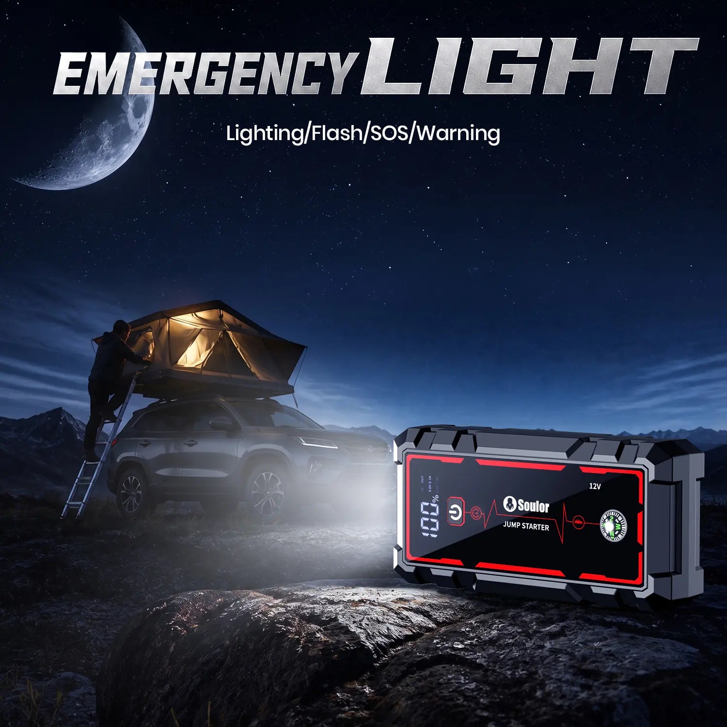 Car Jump Starter 8000Mah 3000A Portable Battery Booster for 12V Vehicles – Emergency Jump Starter Power Bank with LED Light, Compass & Phone Charging for Cars, Trucks & Farm Equipment