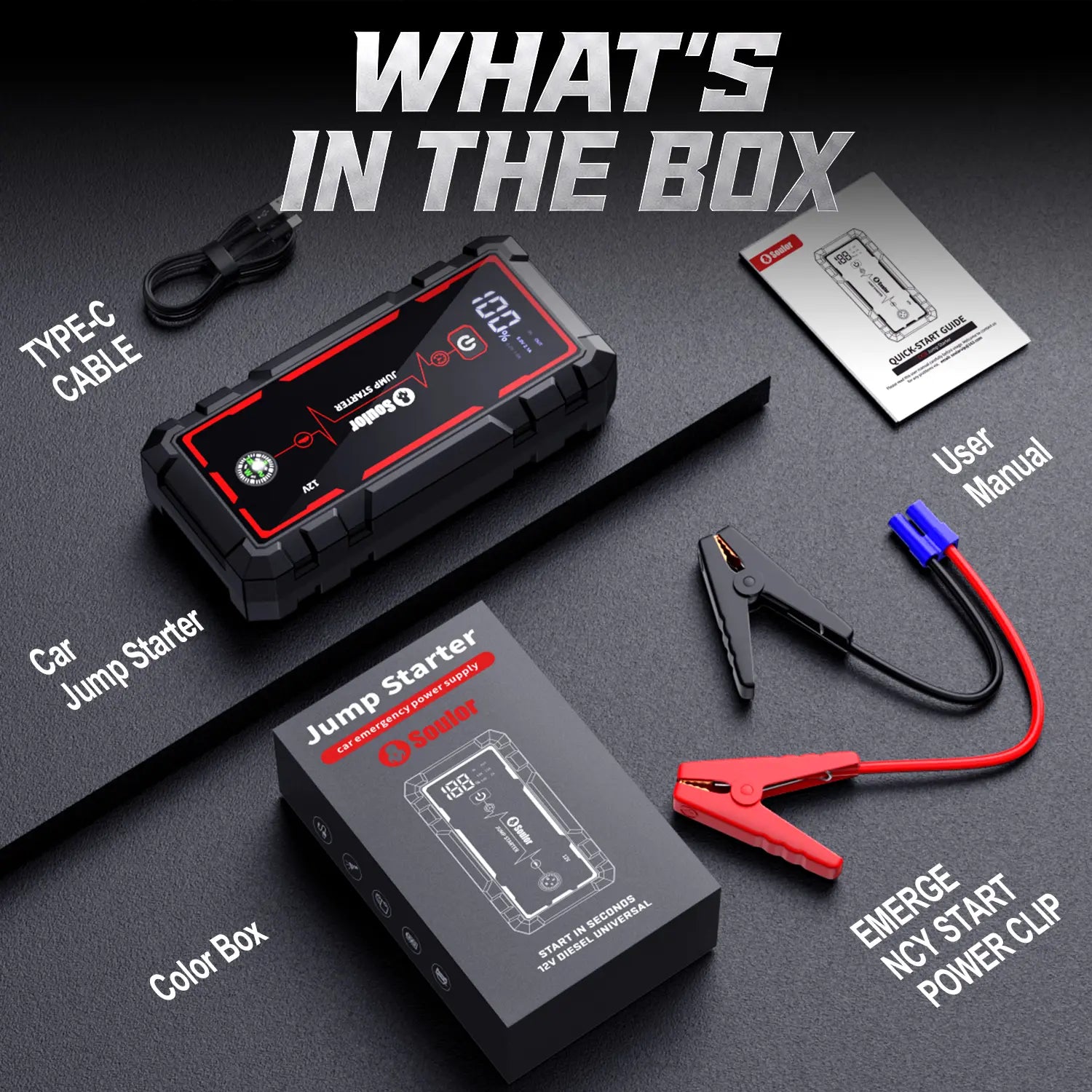 Car Jump Starter 8000Mah 3000A Portable Battery Booster for 12V Vehicles – Emergency Jump Starter Power Bank with LED Light, Compass & Phone Charging for Cars, Trucks & Farm Equipment